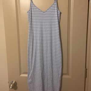 Periwinkle and white striped midi dress Forever 21 - Size Medium